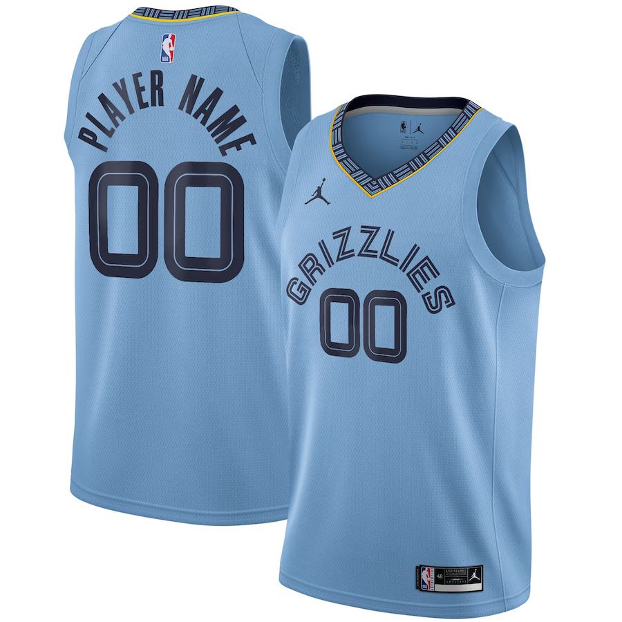 Men Memphis Grizzlies Jordan Brand Light Blue Swingman Custom NBA Jersey->customized nba jersey->Custom Jersey